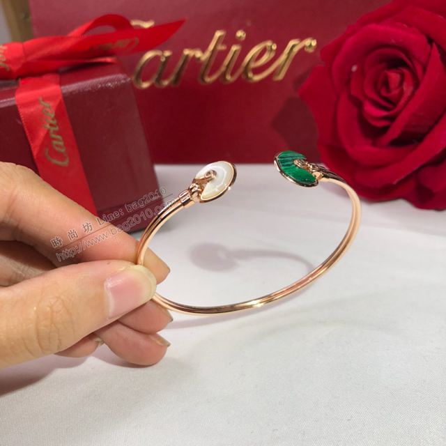 Cartier飾品 卡地亞護身符手鐲 S925純銀 天然貝殼黑瑪瑙電鍍鉑玫瑰金  zgk1232